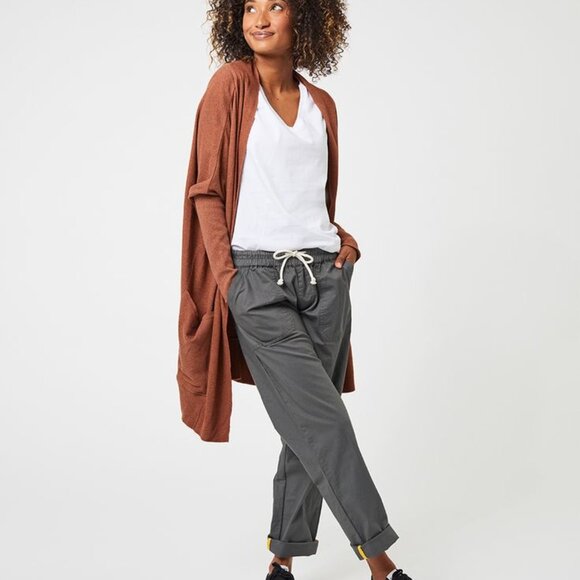 Pact Brooklyn Airplan Organic Cotton Open-Front Cardigan – XS/S – Rust Brown - Picture 1 of 12